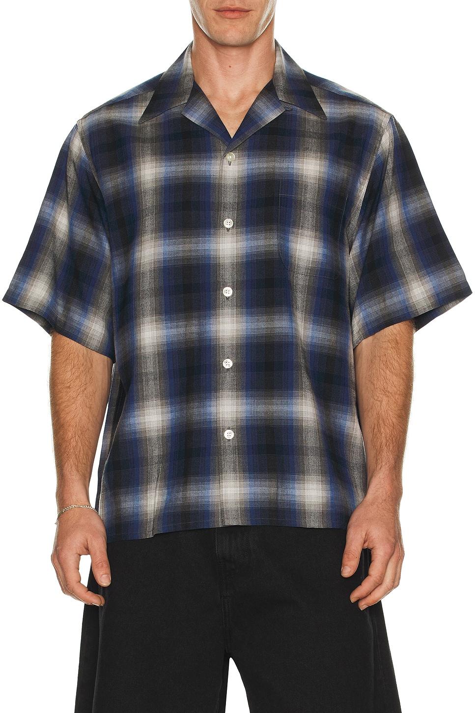 Wacko Maria Ombre Check Open Collar Shirt in Blue for Men | Lyst
