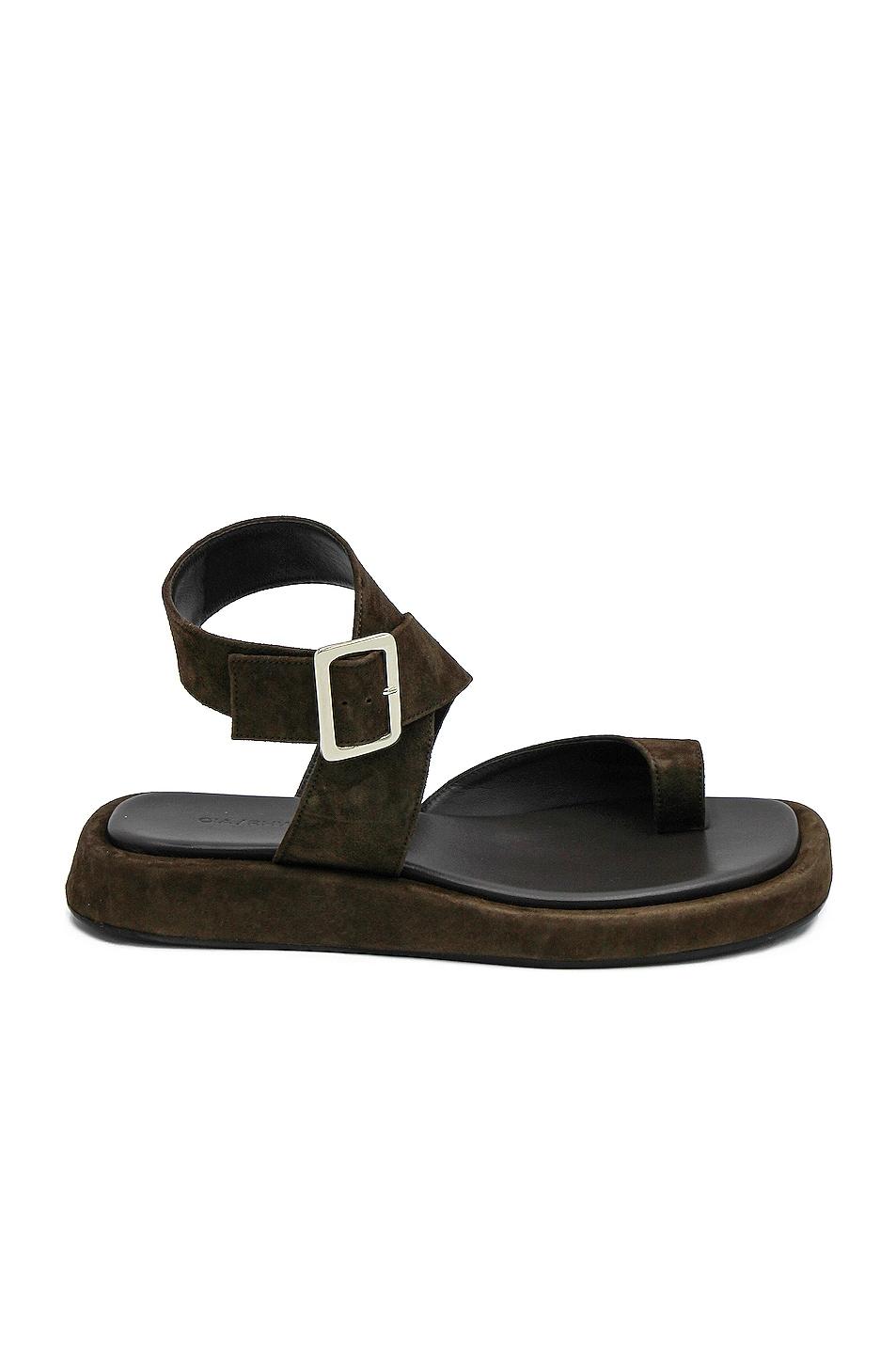 Gia Borghini X Rhw Flat Toe Ring Wrap Suede Sandal in Brown | Lyst