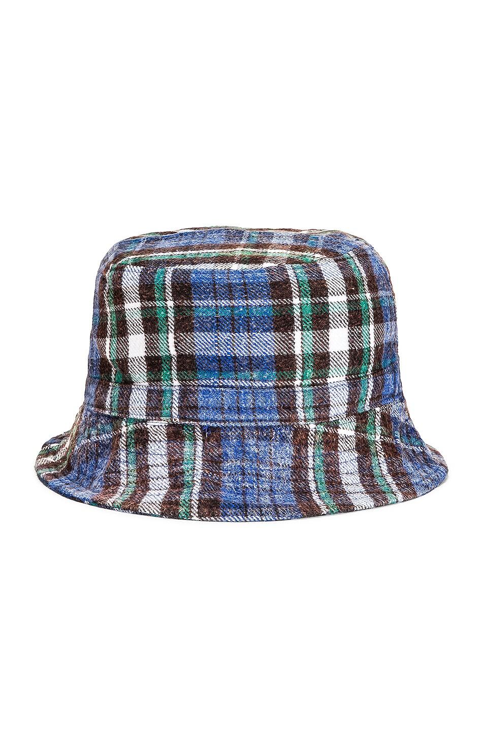 R13 Flannel Double Layer Bucket Hat in Blue Womens Accessories Hats 