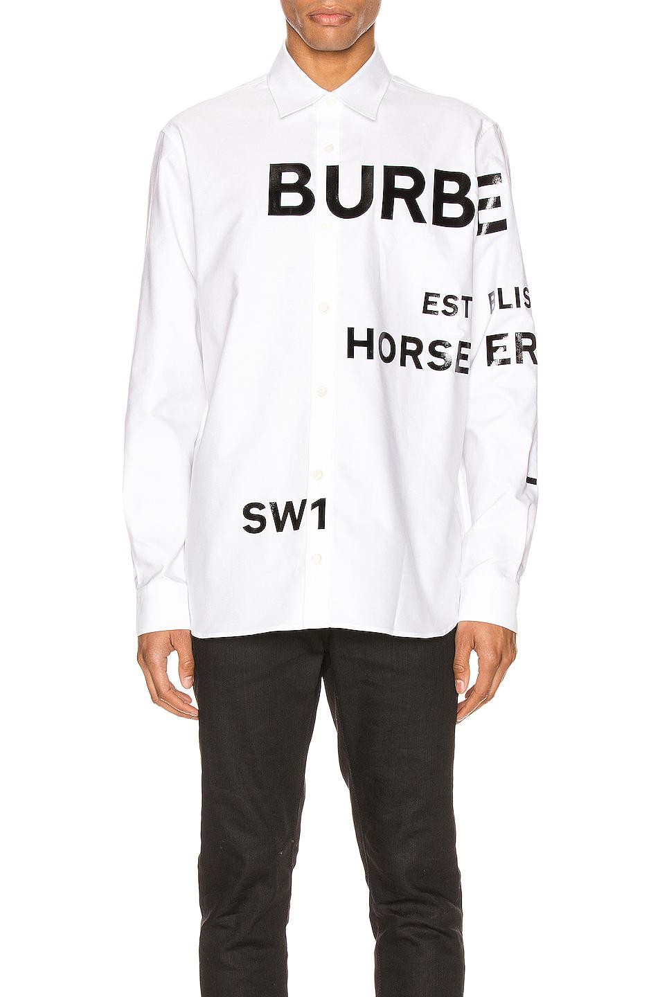 Burberry Horseferry Print Oversized Shirt in White for Men | Lyst