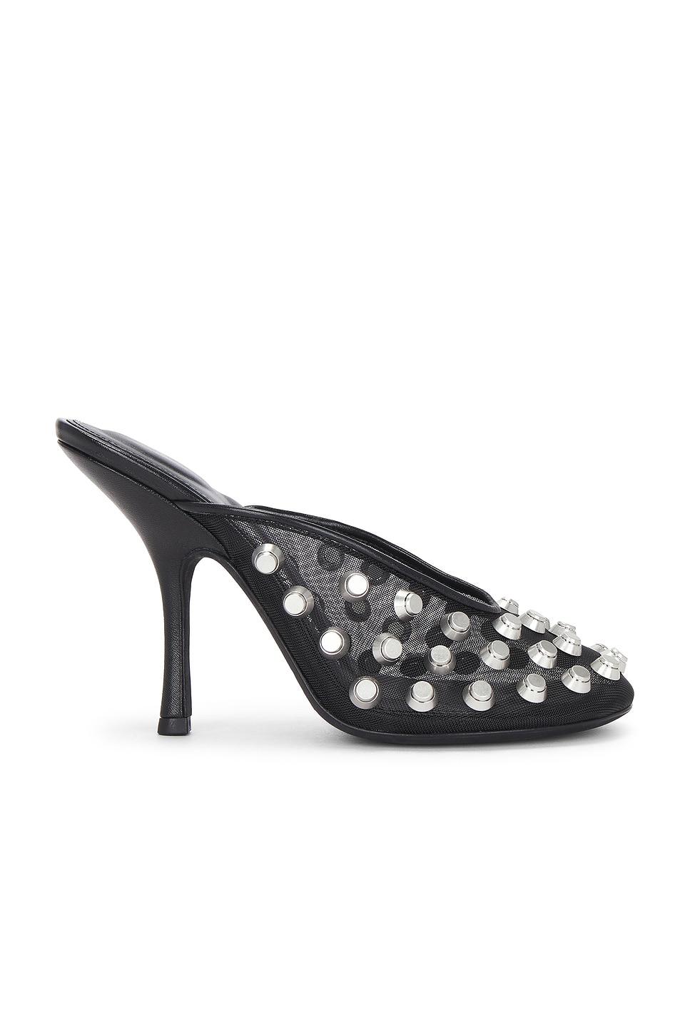 サンダル・ミュール Alexander Wang Dark Grey Leather Riot Mules Alexander Wang Riot 105MM Studded Leather Sandals | Saks
