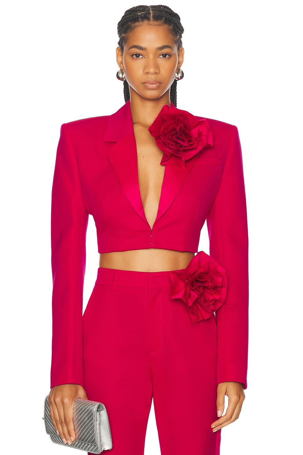 Cropped red blazer deals