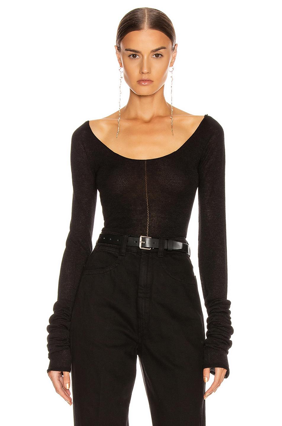 Lemaire Synthetic Bare Shoulder Second Skin Top in Black - Lyst