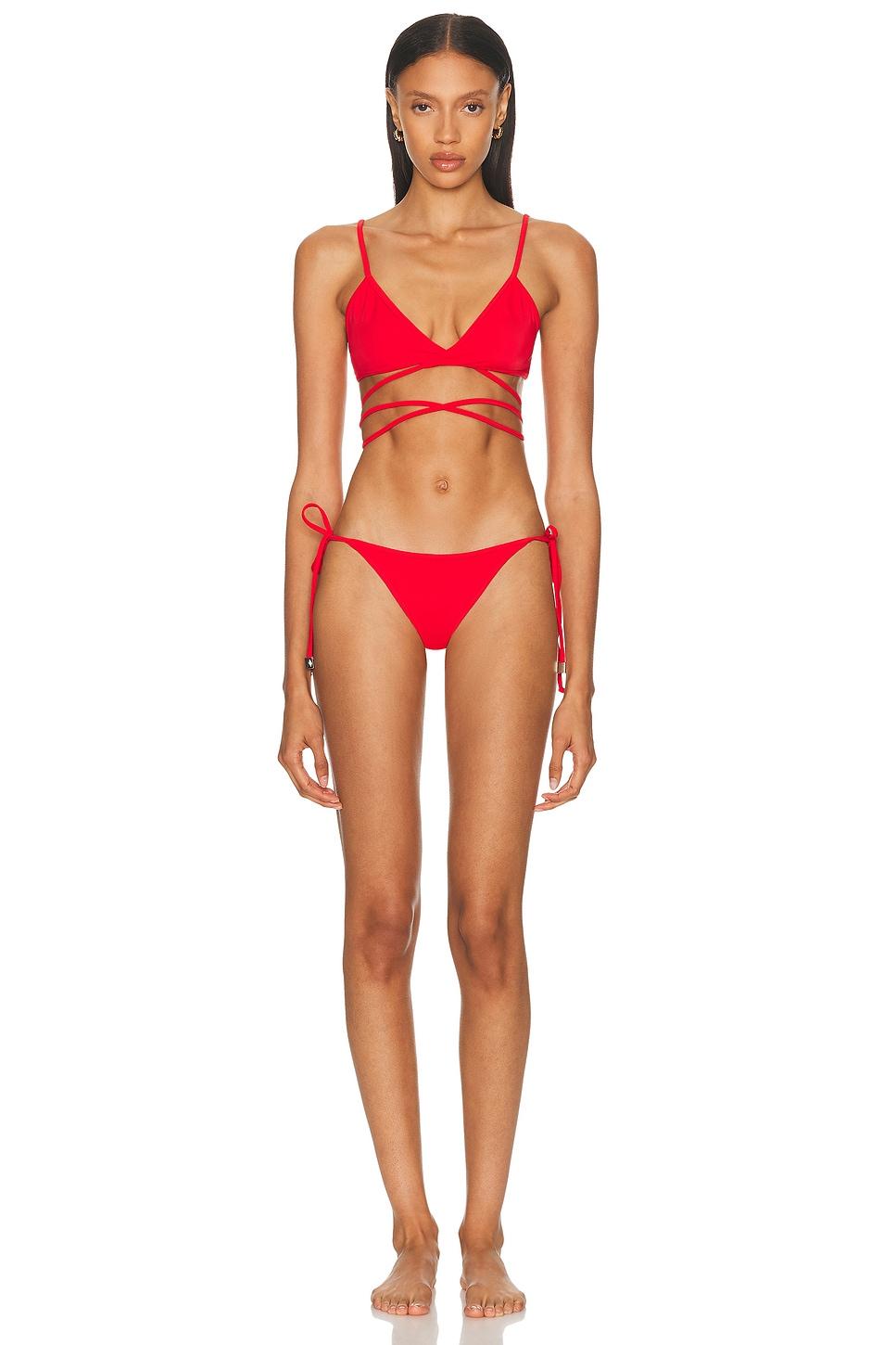ビキニ THE ATTICO Women Swimsuit 250WBC00009PAA094A 010 RED The Attico Bikini due pezzi a triangolo rosso | TheDoubleF