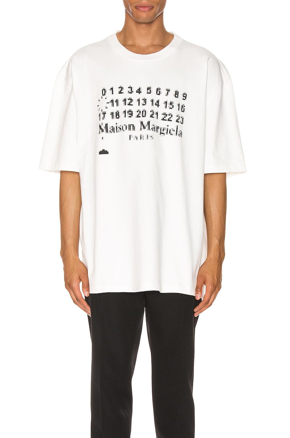 Maison Margiela Logo Print T-shirt in White for Men - Lyst