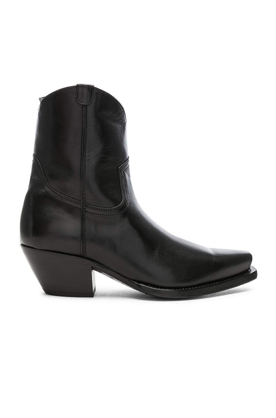R13 Leather Cowboy Ankle Boots in Black - Lyst