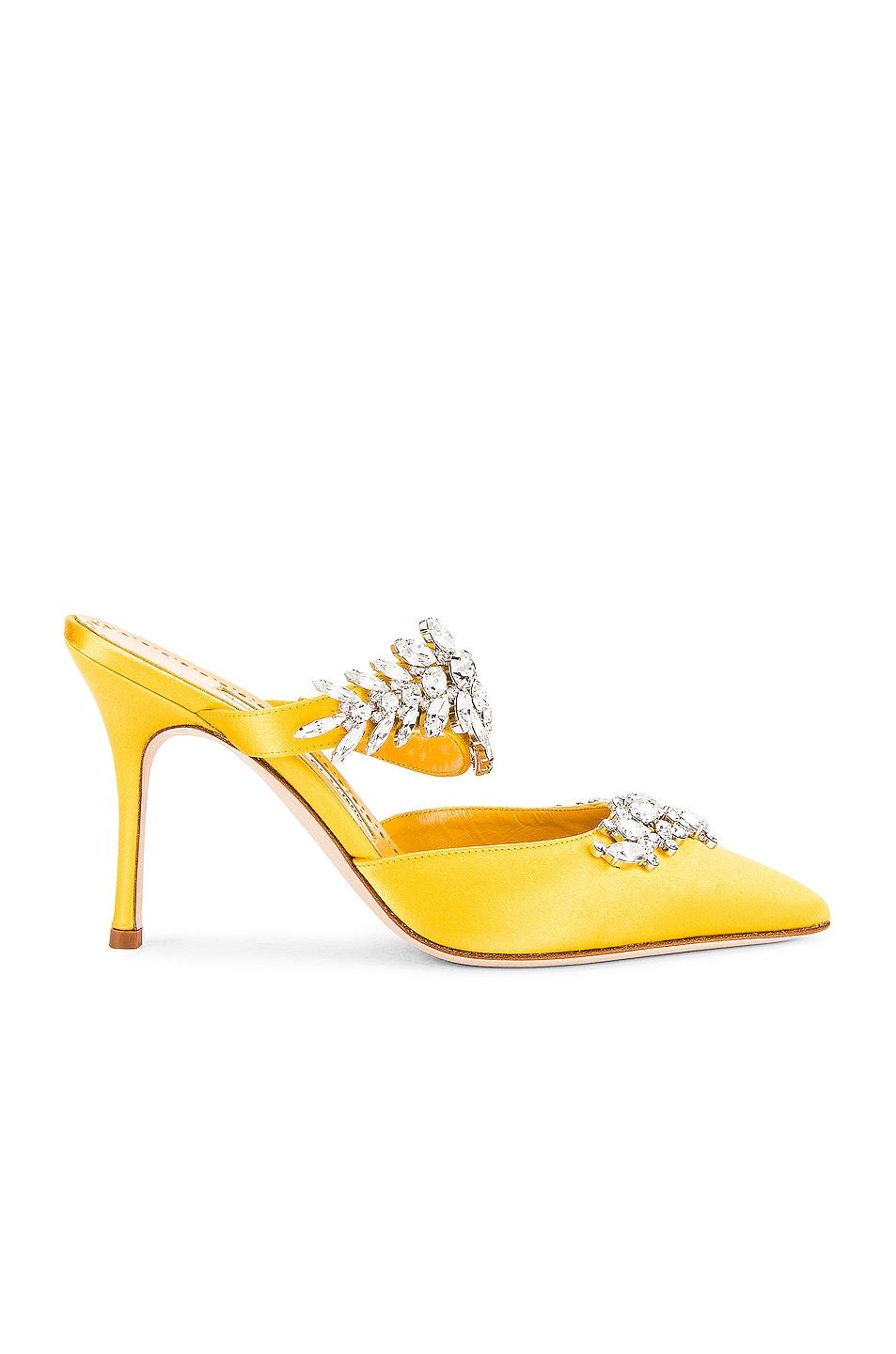 yellow manolo blahnik mules
