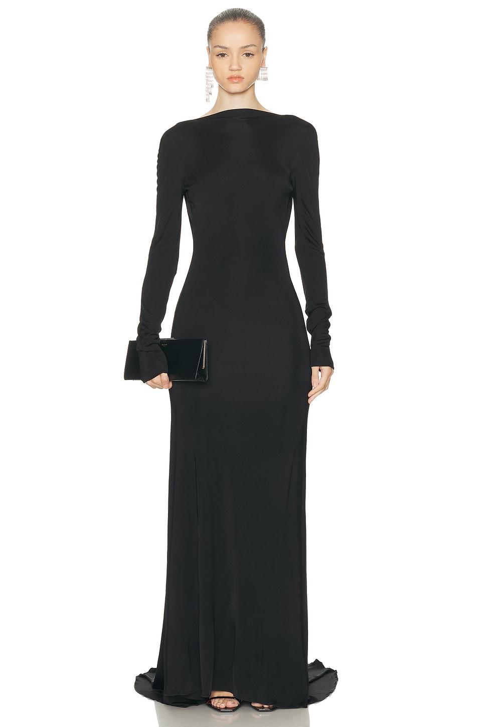David Koma Open Back Long Sleeve Gown in Black | Lyst David Koma Open Back Long Sleeve Gown in Black | Lyst