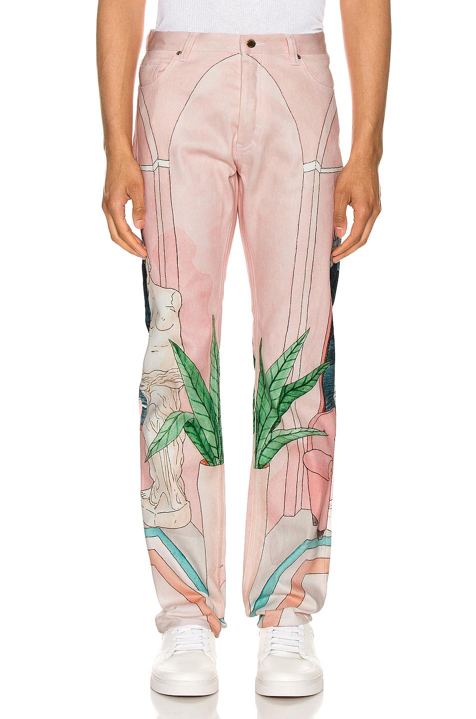CASABLANCA Chambre 602 Printed Denim Jeans in Pink for Men | Lyst