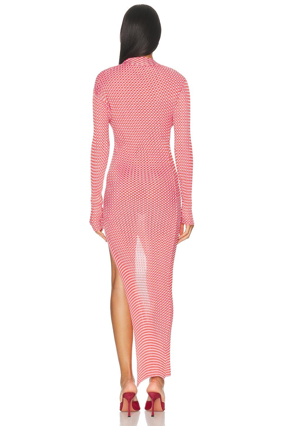 strapless open back dress Jean Paul Gaultier Pink Print Strapless Mesh Dress  Treasures of NYC