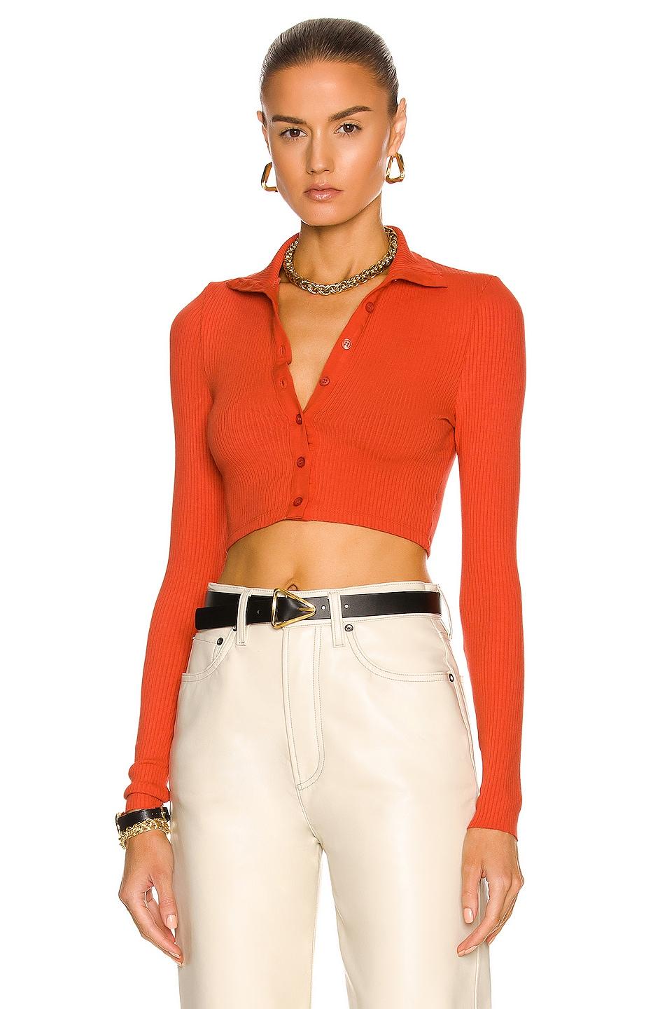 orange cropped turtleneck