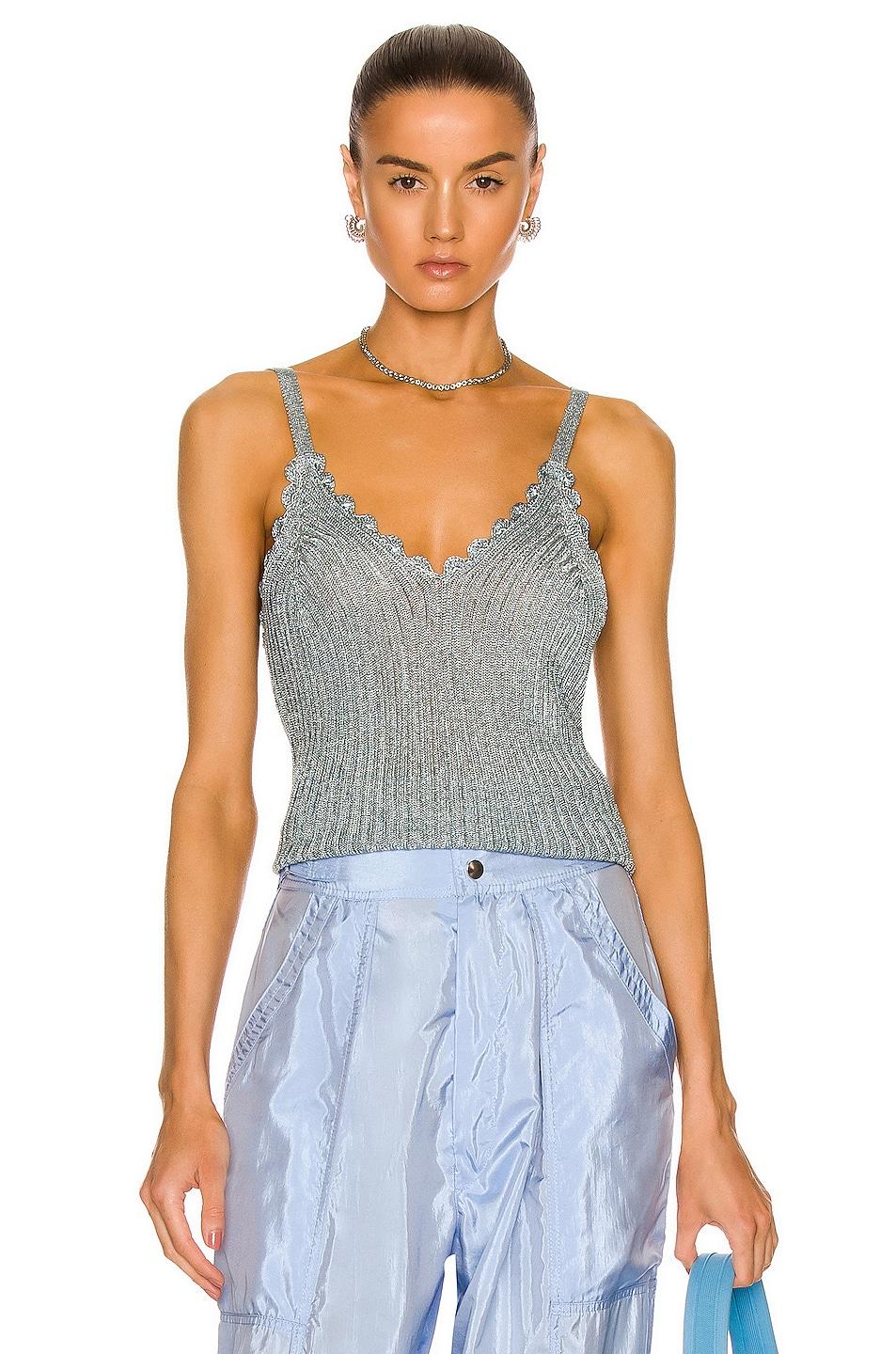 Ganni Synthetic Metallic Knit Top in 