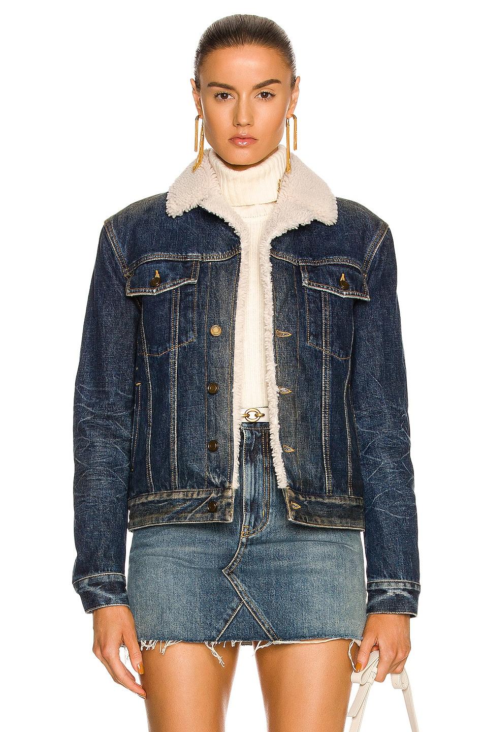 Saint Laurent Denim Shearling Jacket in 
