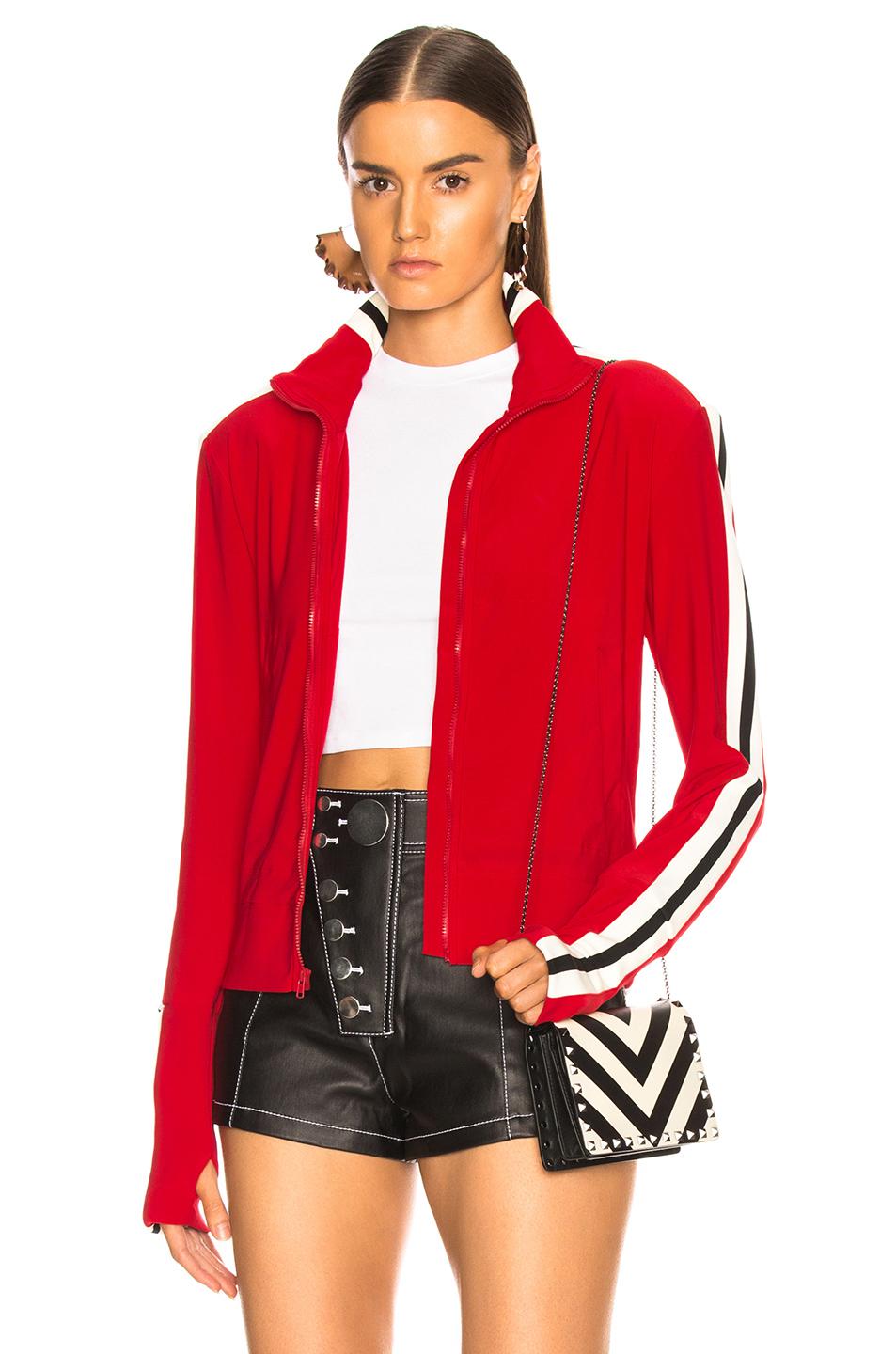Norma Kamali Synthetic Side Stripe Turtle Jacket in Red - Lyst