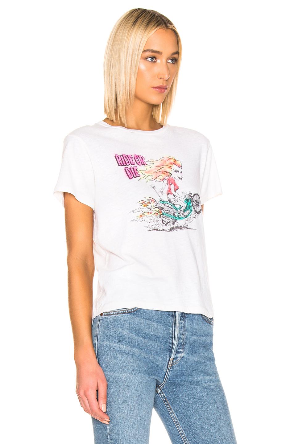 RE/DONE Cotton Classic Ride Or Die Tee in Vintage White (White) - Lyst