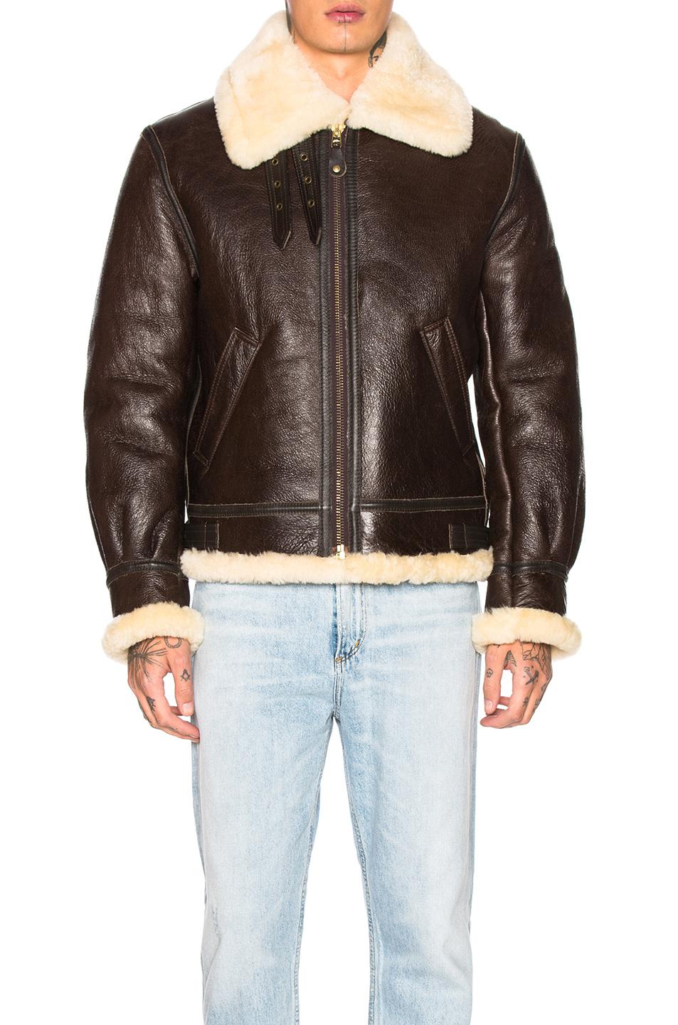 Schott Nyc B-3 Sheepskin Leather Bomber Jacket in Brown for Men - Lyst