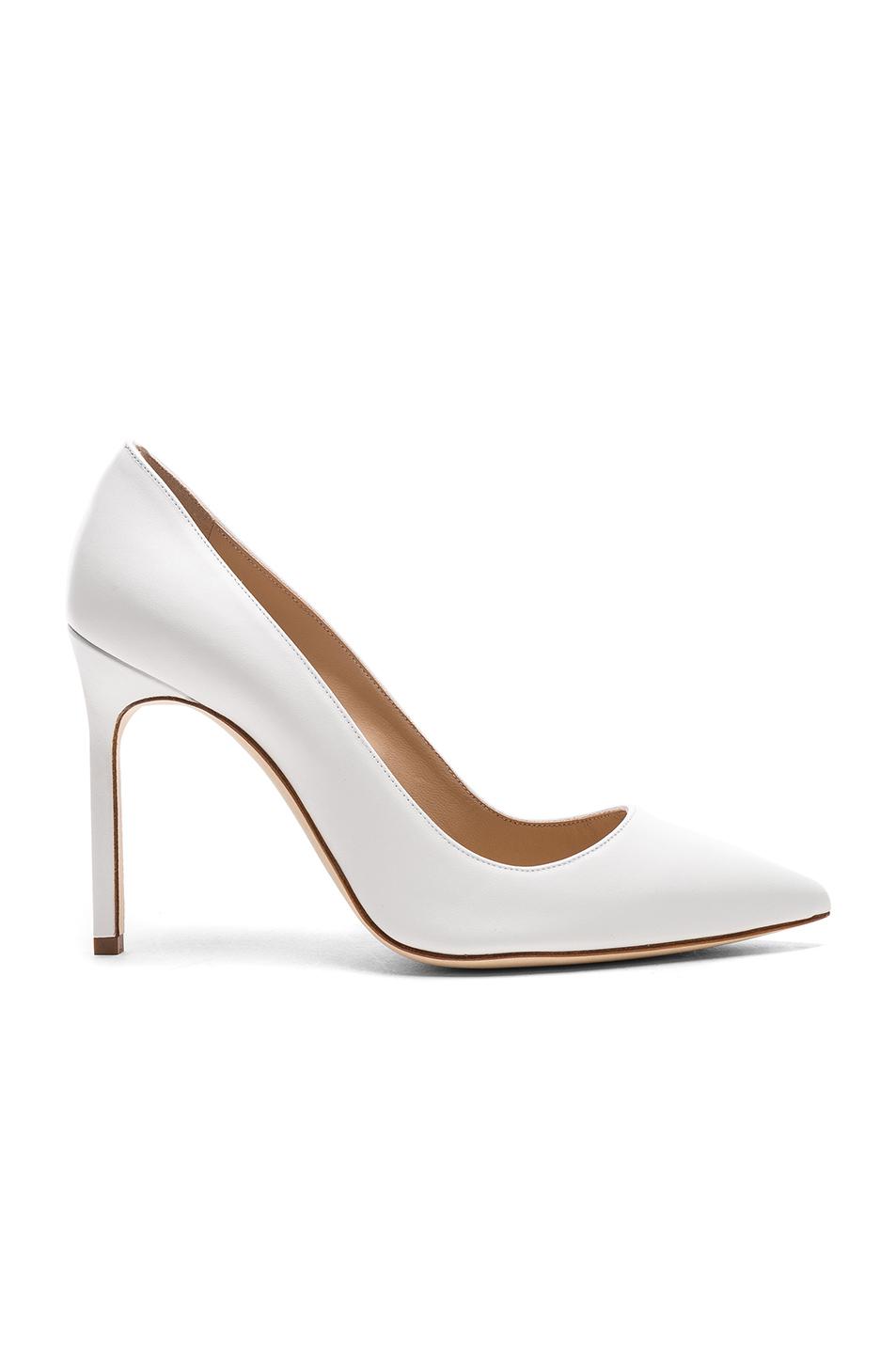 Manolo Blahnik Leather Bb 105 Heels in White Leather (White) - Lyst
