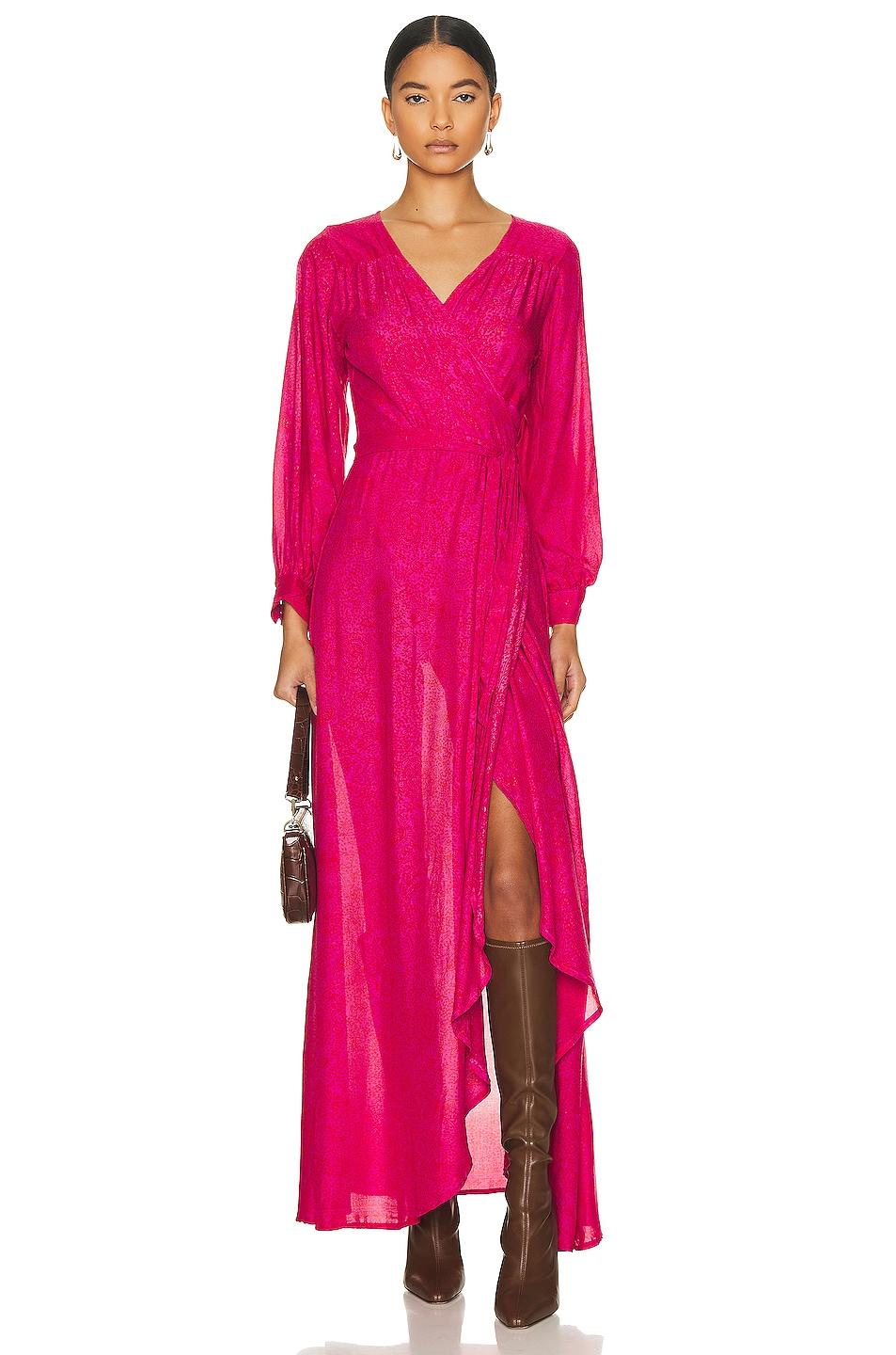 Natalie Martin Kate Long Sleeve Maxi Dress in Pink | Lyst