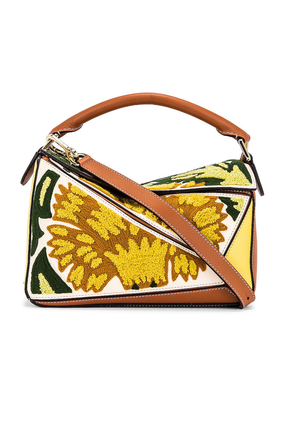 Loewe Leather Puzzle Floral Small Bag in Yellow | Lyst