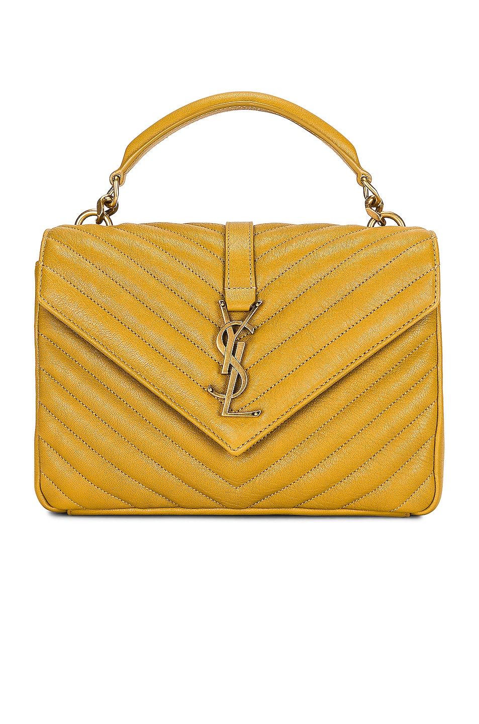 Saint Laurent Leather Medium College Bag in Golden Olive (Yellow) | Lyst