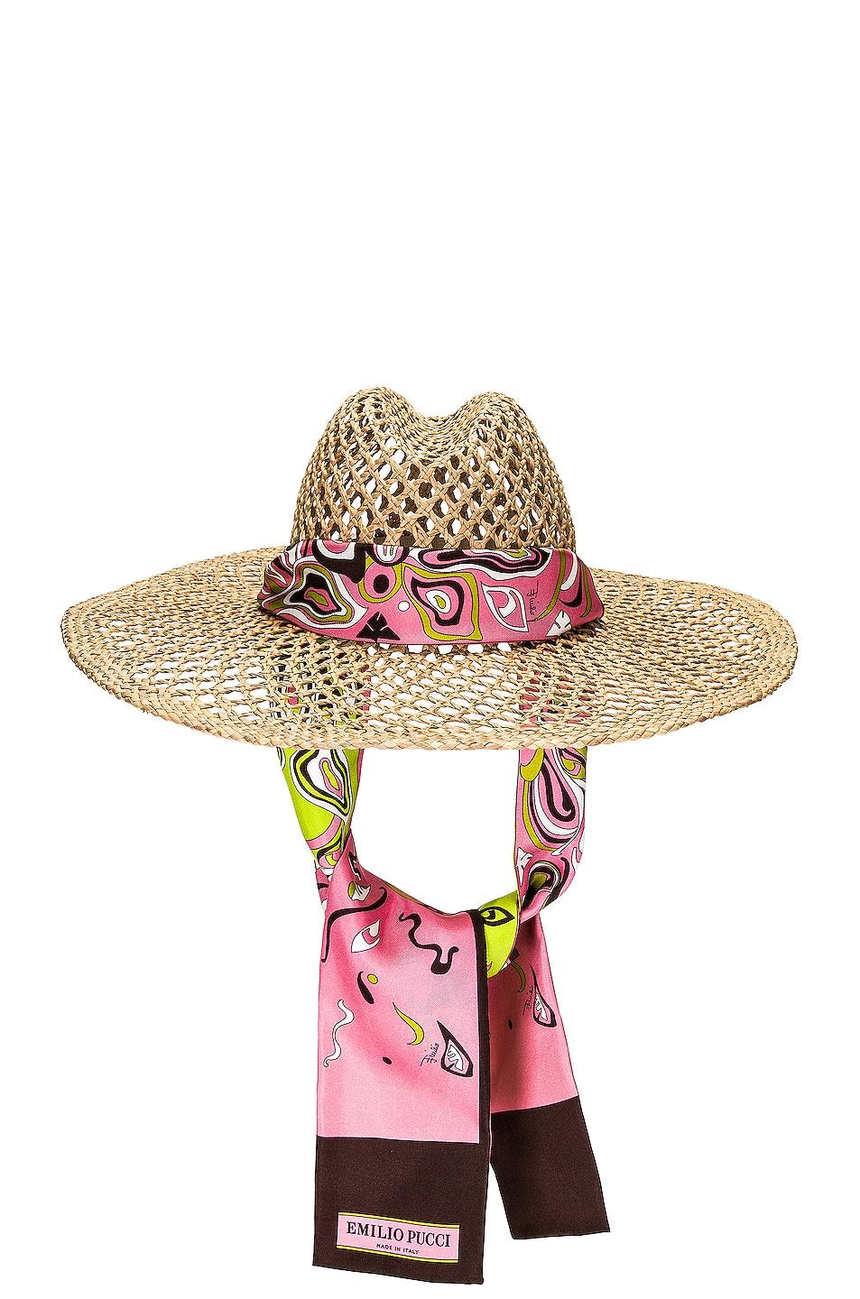 Emilio Pucci Silk Wide Brim Beach Hat 
