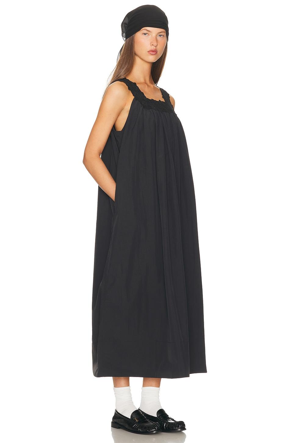 Helsa Midi Dress With Lace in Black | Lyst