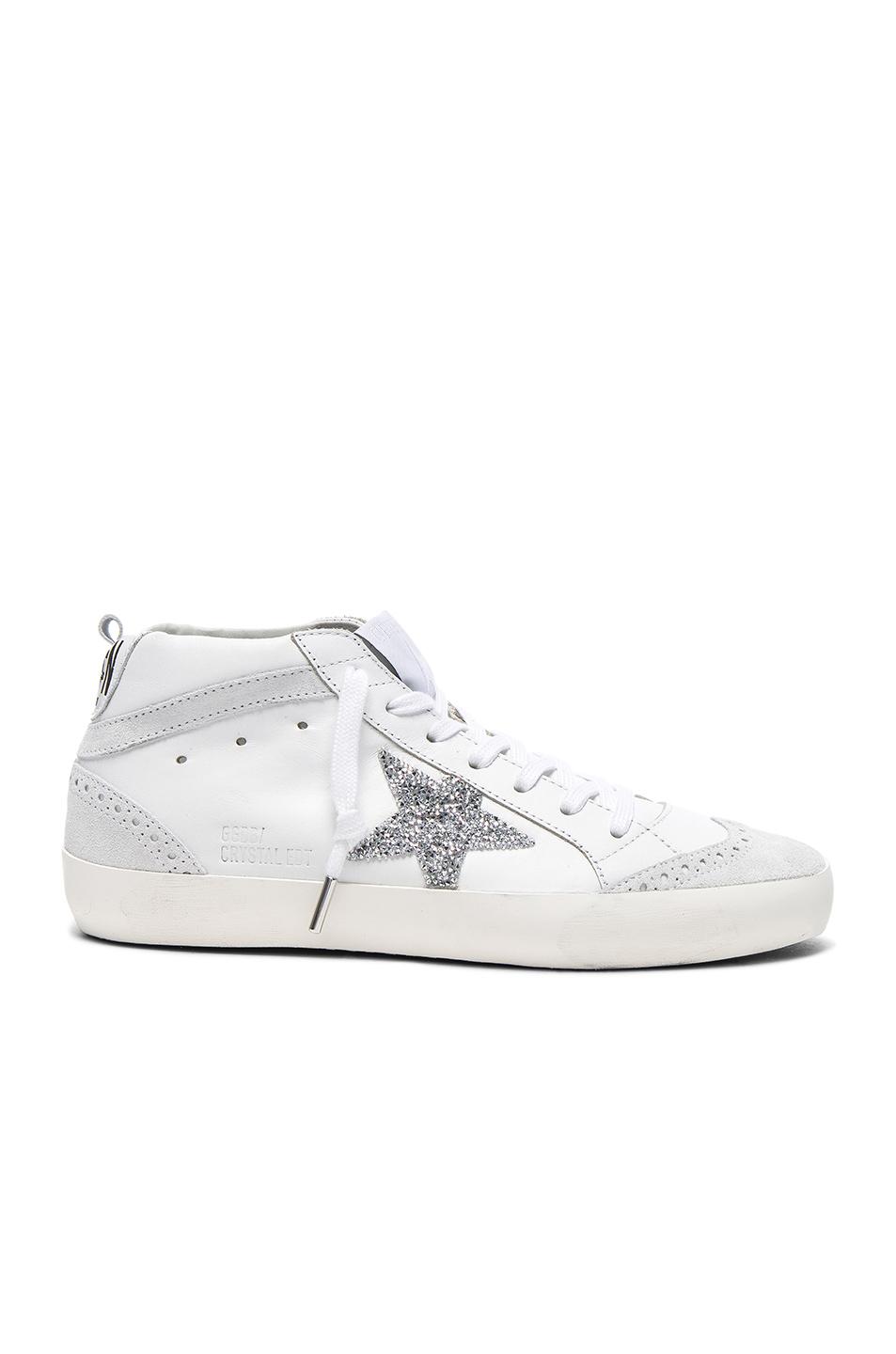 Golden Goose Swarovski Crystal Embellished Mid Star Sneakers in White | Lyst