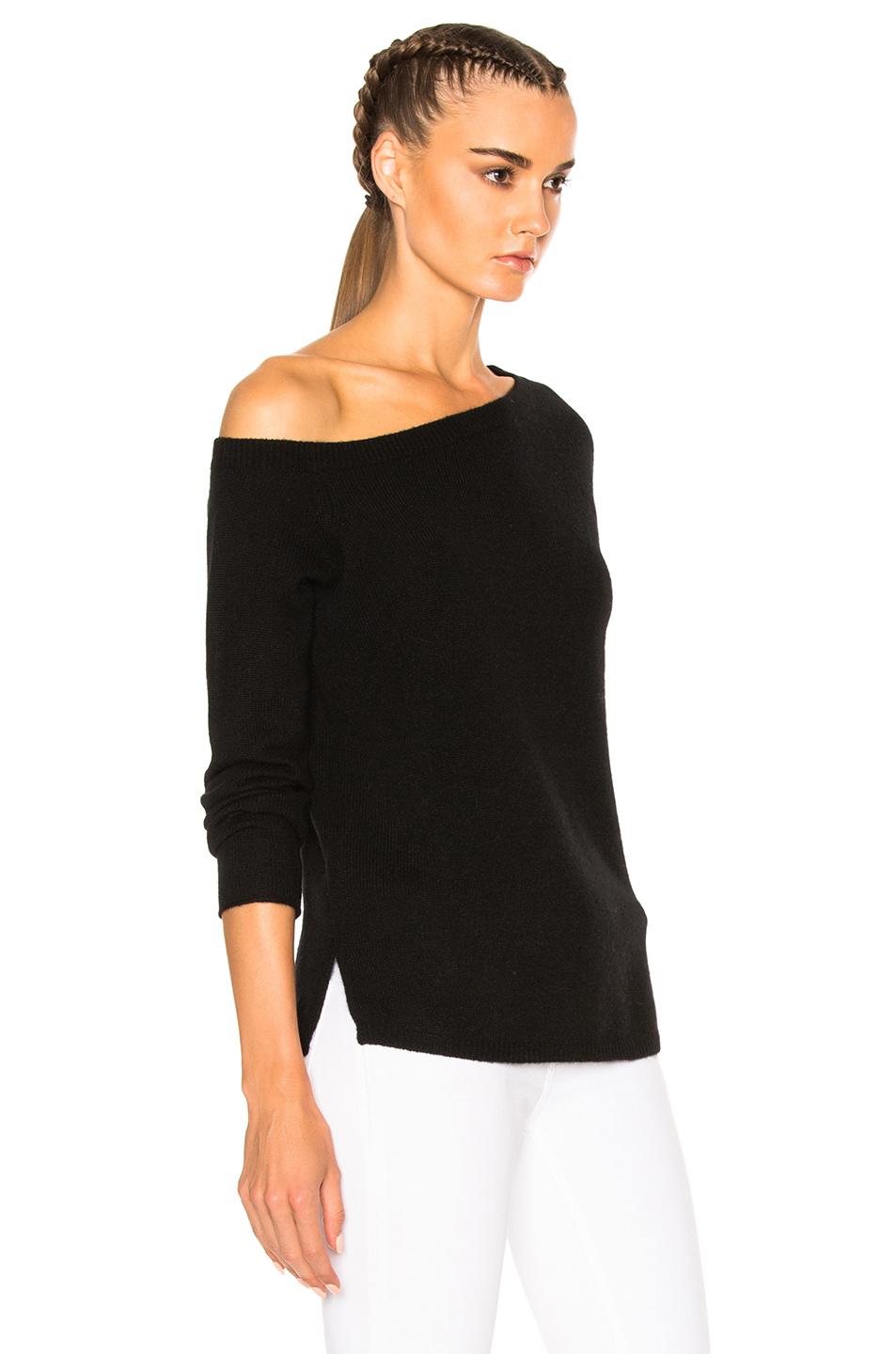 James Perse Off Shoulder Cashmere Sweater in Black Lyst