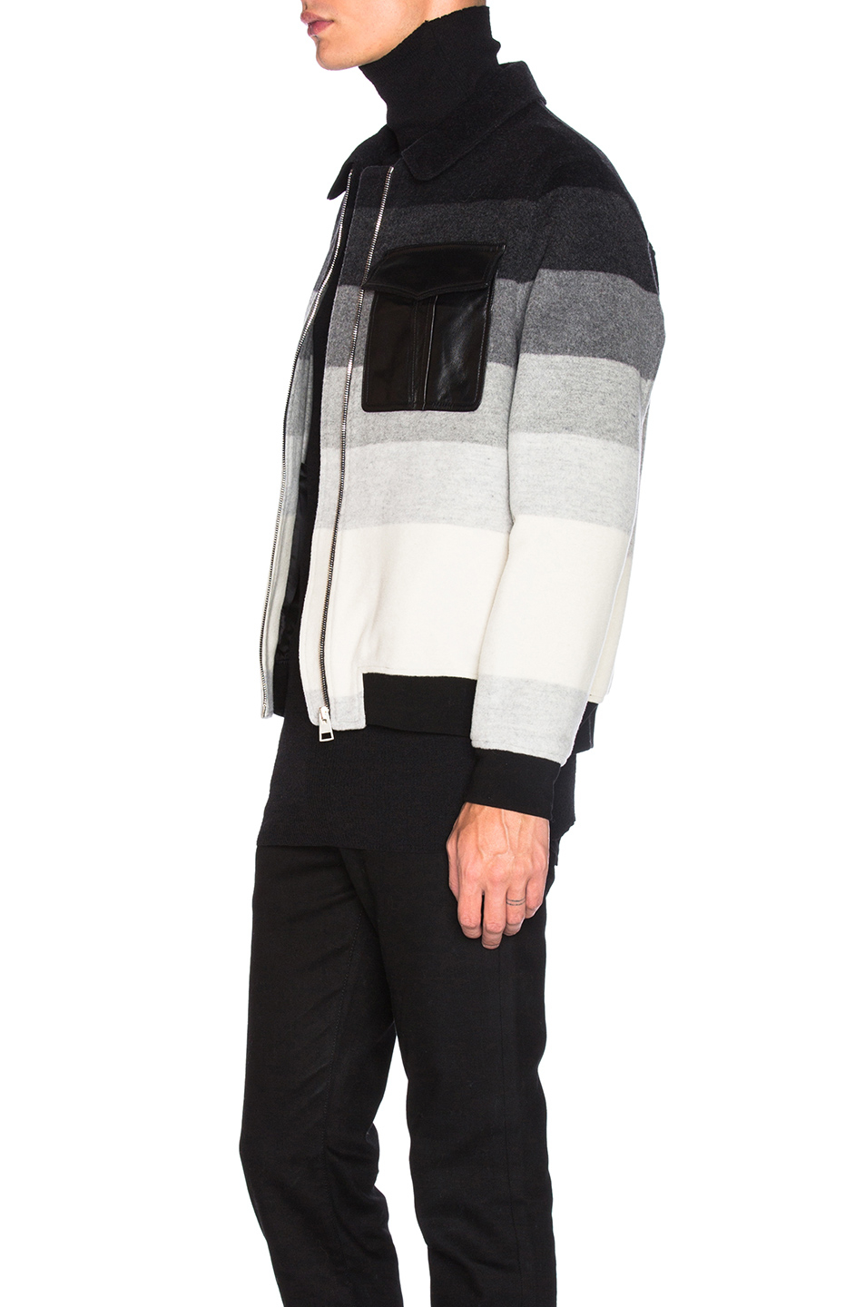 JW Anderson Leather Degrade Combo Bomber in Black,White,Stripes (White) -  Lyst