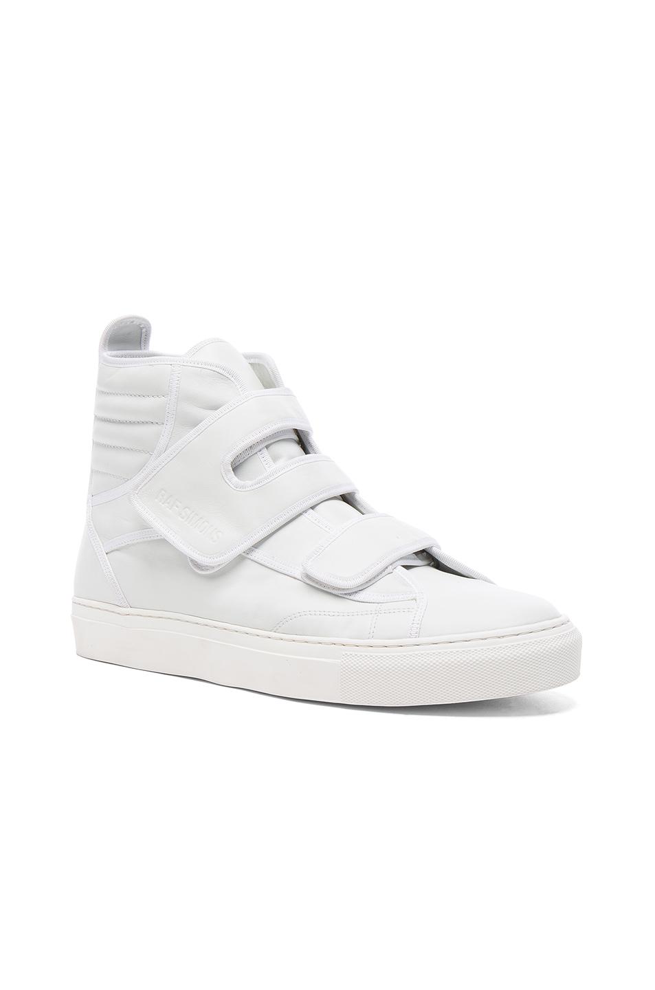 Raf simons High Top Velcro Sneakers in White | Lyst