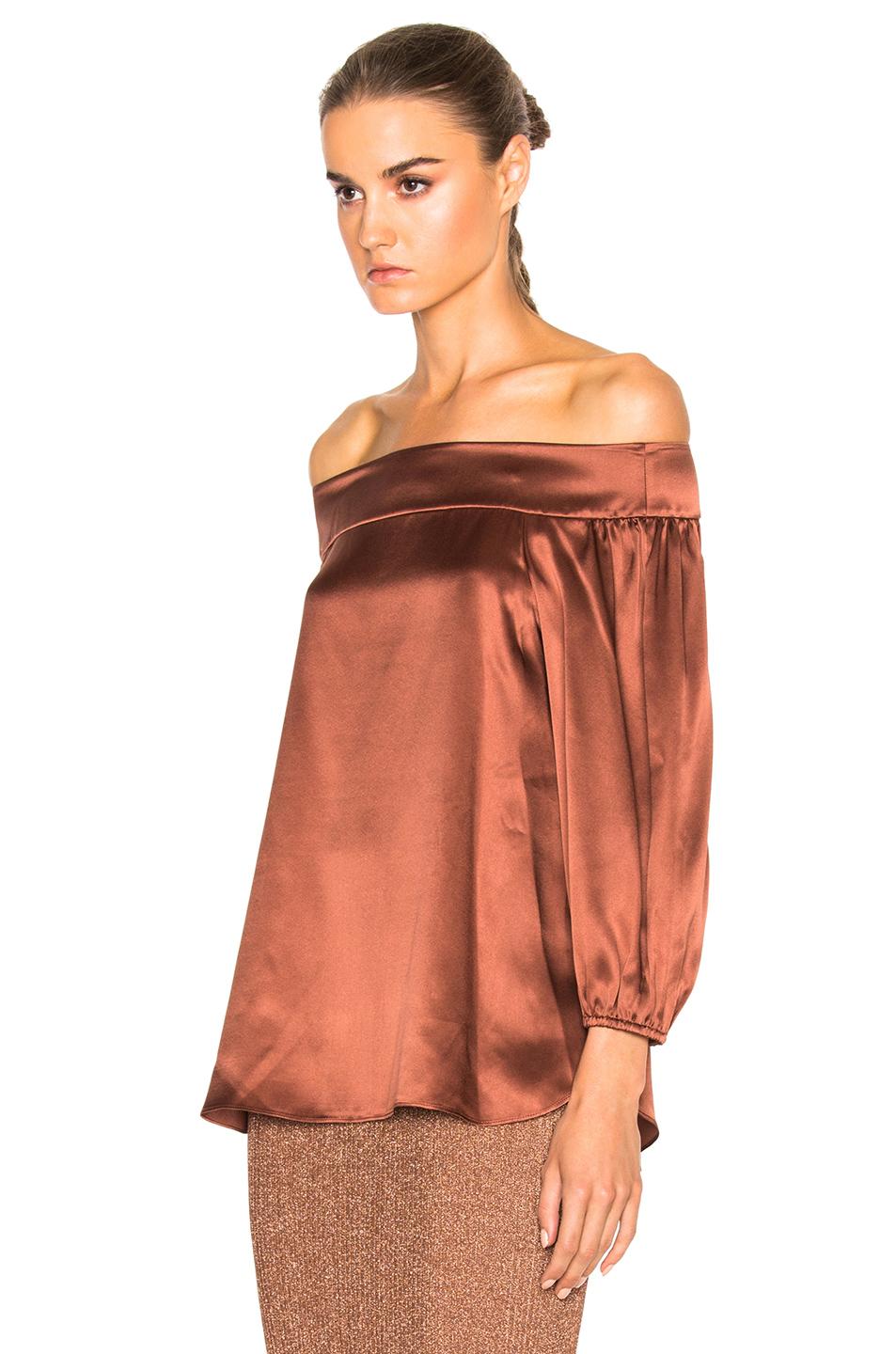 Tibi Off The Shoulder Top in Brown Lyst