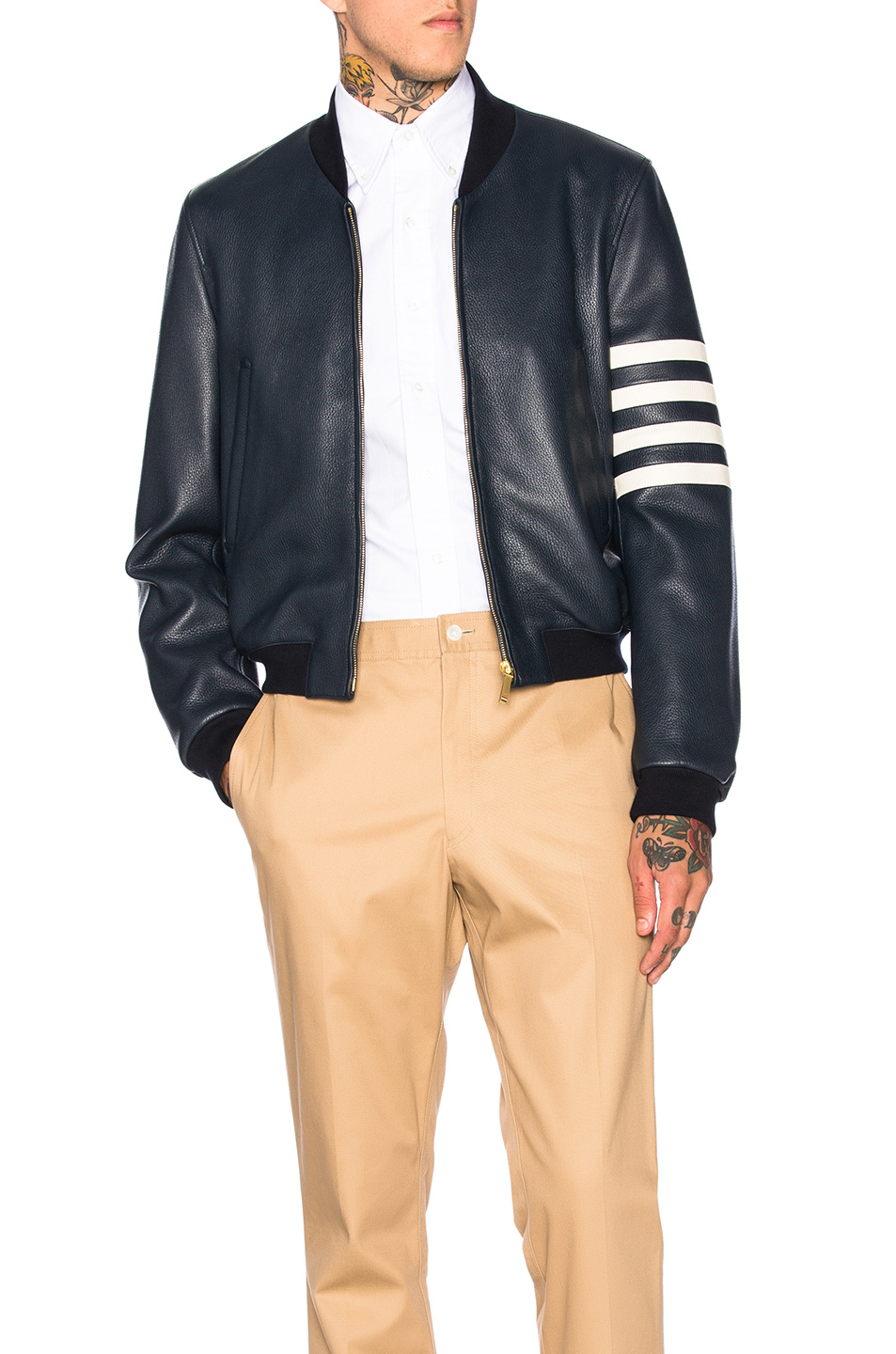 Thom browne Fitted Deer Skin Varsity Jacket in Blue for Men | Lyst Thom browne Fitted Deer Skin Varsity Jac ket in Blue for Men | Lyst