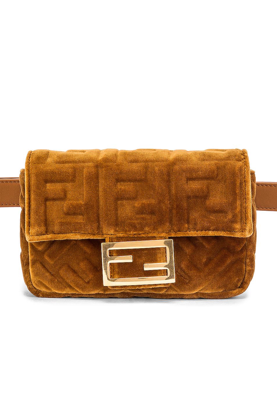 Fendi Ff Velvet Hip Belt Bag in Caramel (Brown) | Lyst