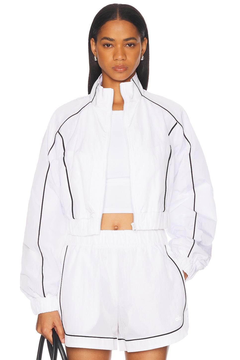 Alo Yoga Motivate Full Zip Track Jacket in White | Lyst
