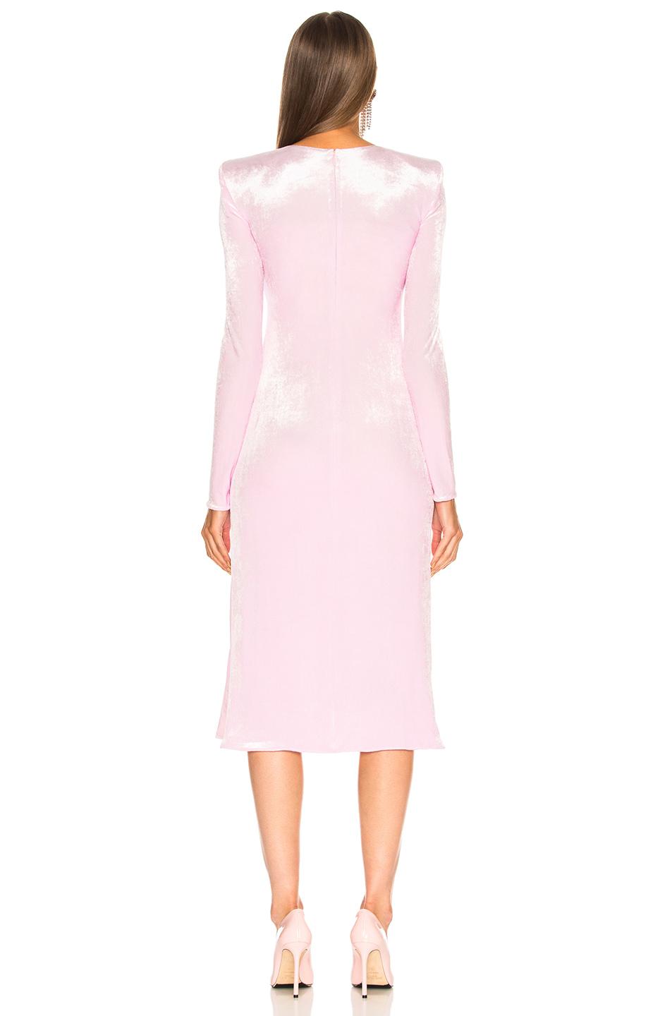 Versace Synthetic Ruched Long Sleeve Midi Dress in Light Pink (Pink) - Lyst