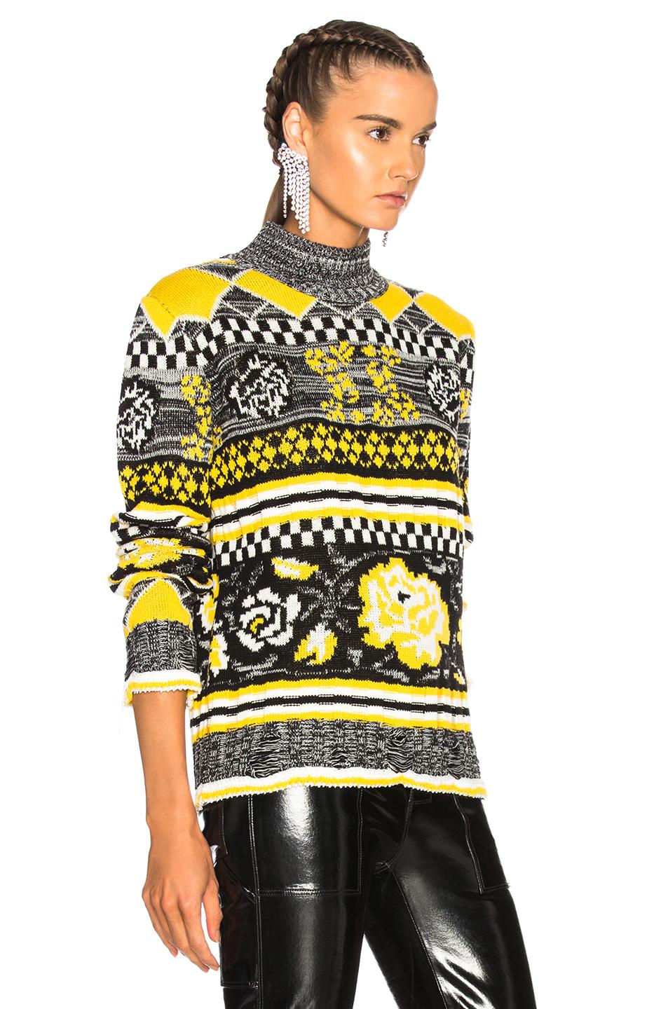 Download MSGM Synthetic Mock Neck Sweater in Yellow - Lyst