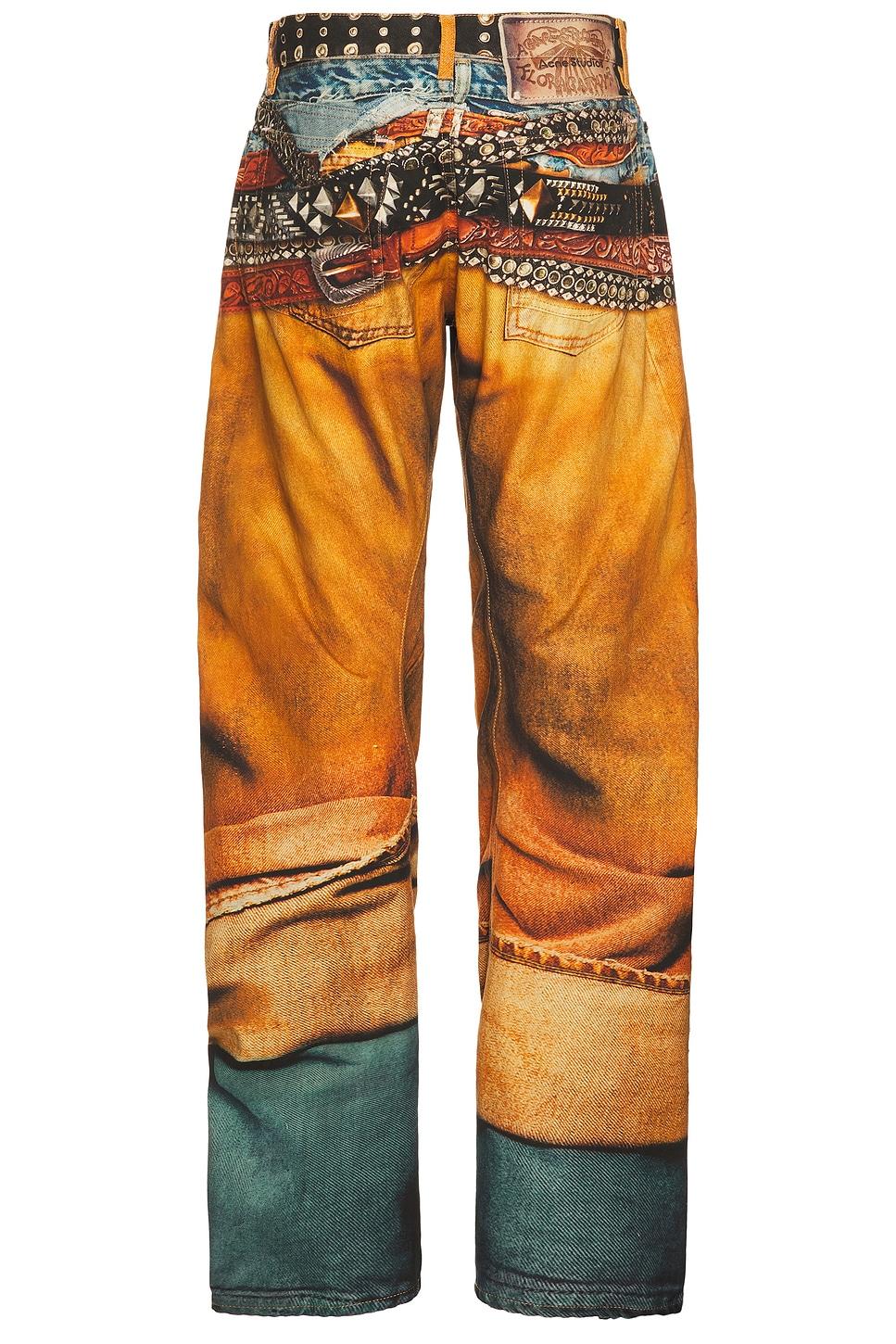 【関税込み】Acne Studios オレンジ Stacked Belts ジーンズ Acne Studios 2006M Stacked Belts Trompe L'Oeil Denim Jean in