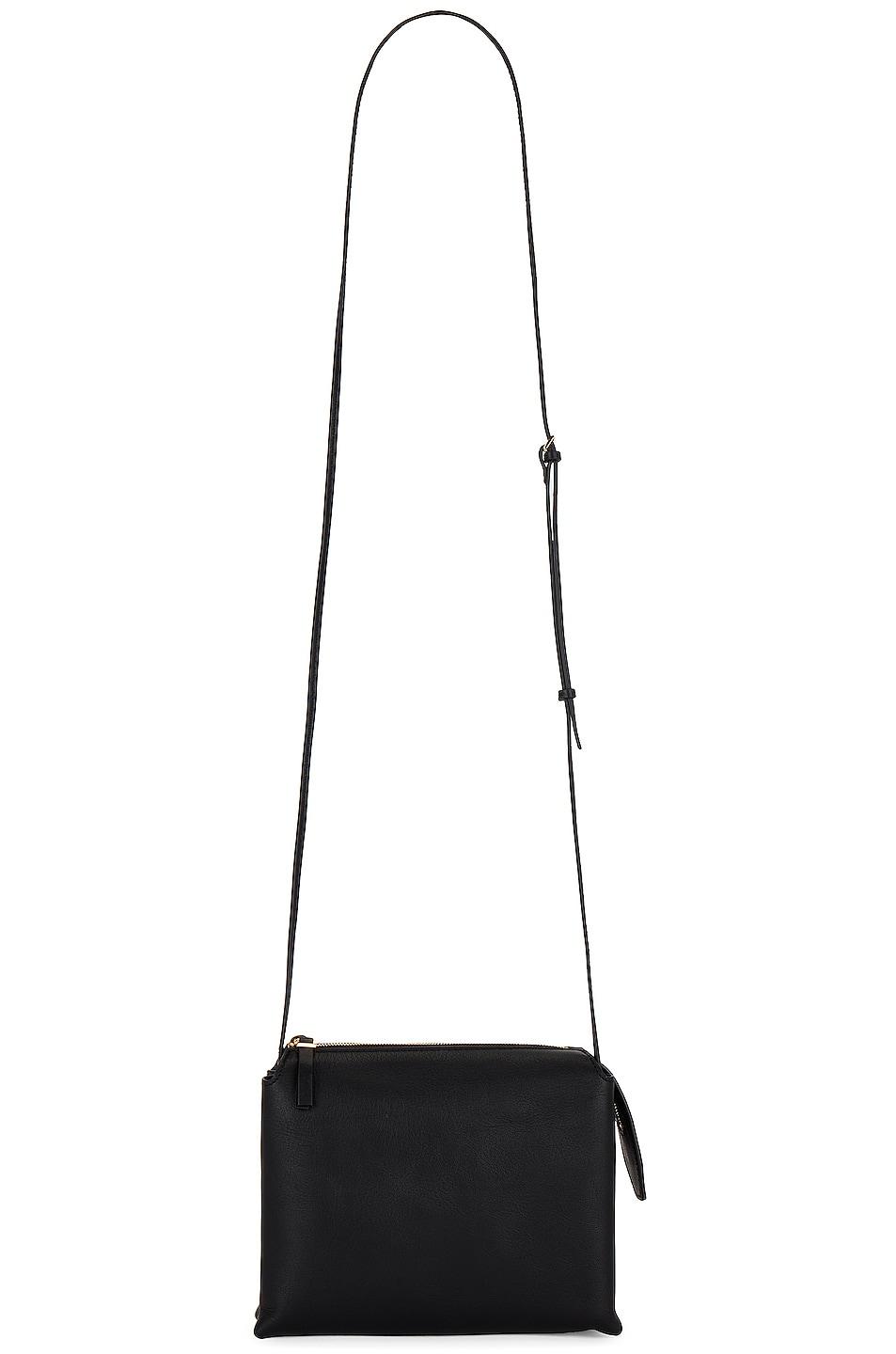 The Row Nu Mini Twin Suede Crossbody Bag in Black | Lyst