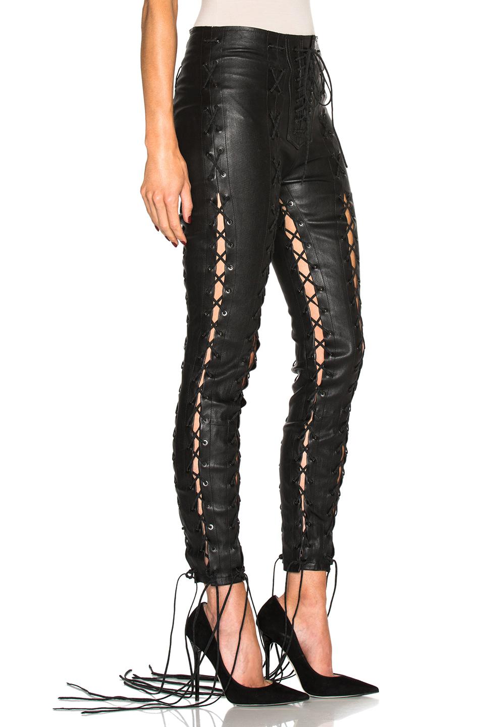 Unravel Project Lace Up Leather Pants in Black Lyst