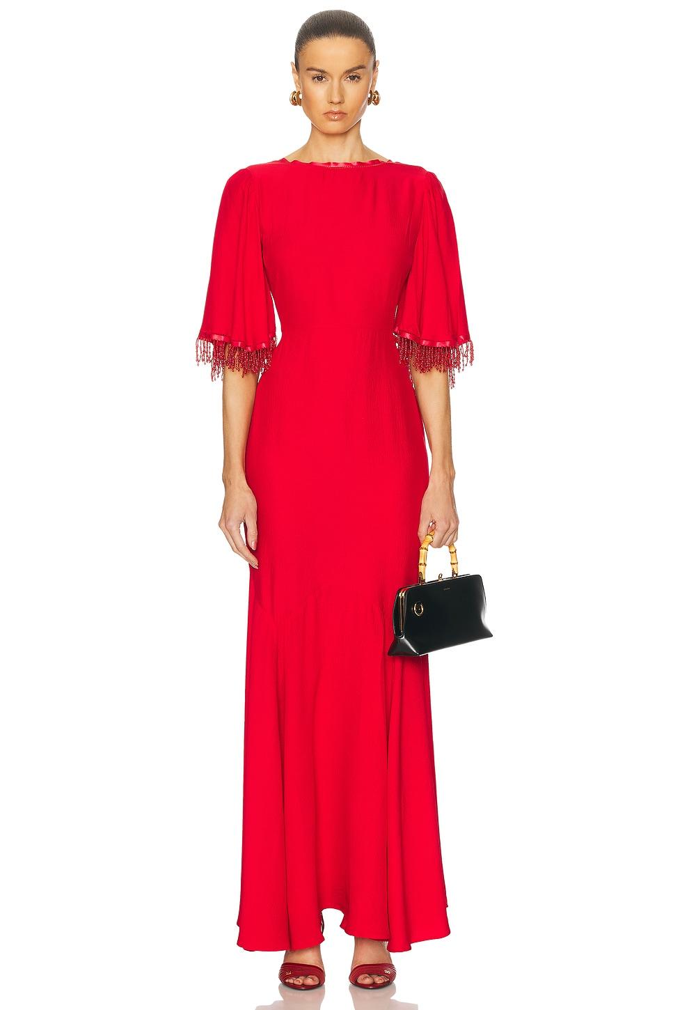 Bode Beaded Claret Gown in Red | Lyst