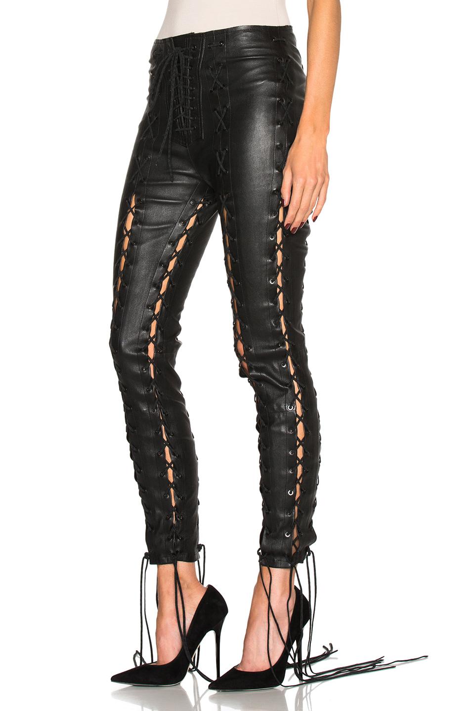 Unravel Project Lace Up Leather Pants in Black - Lyst