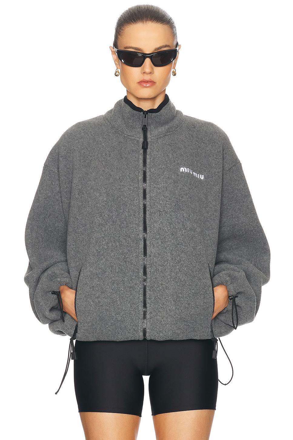 Miu Miu Zip Up Jacket in Gray | Lyst