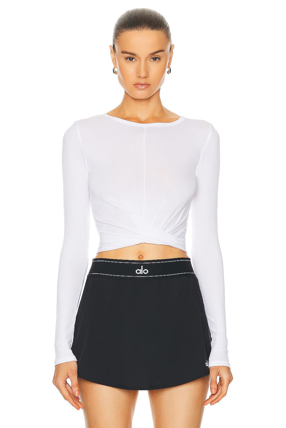 Alo Yoga Cover Long Sleeve Top in White