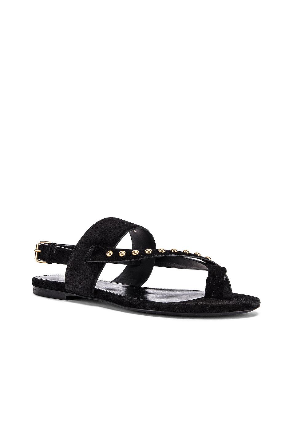 Saint Laurent Suede Gia Stud Sandals in Black - Lyst