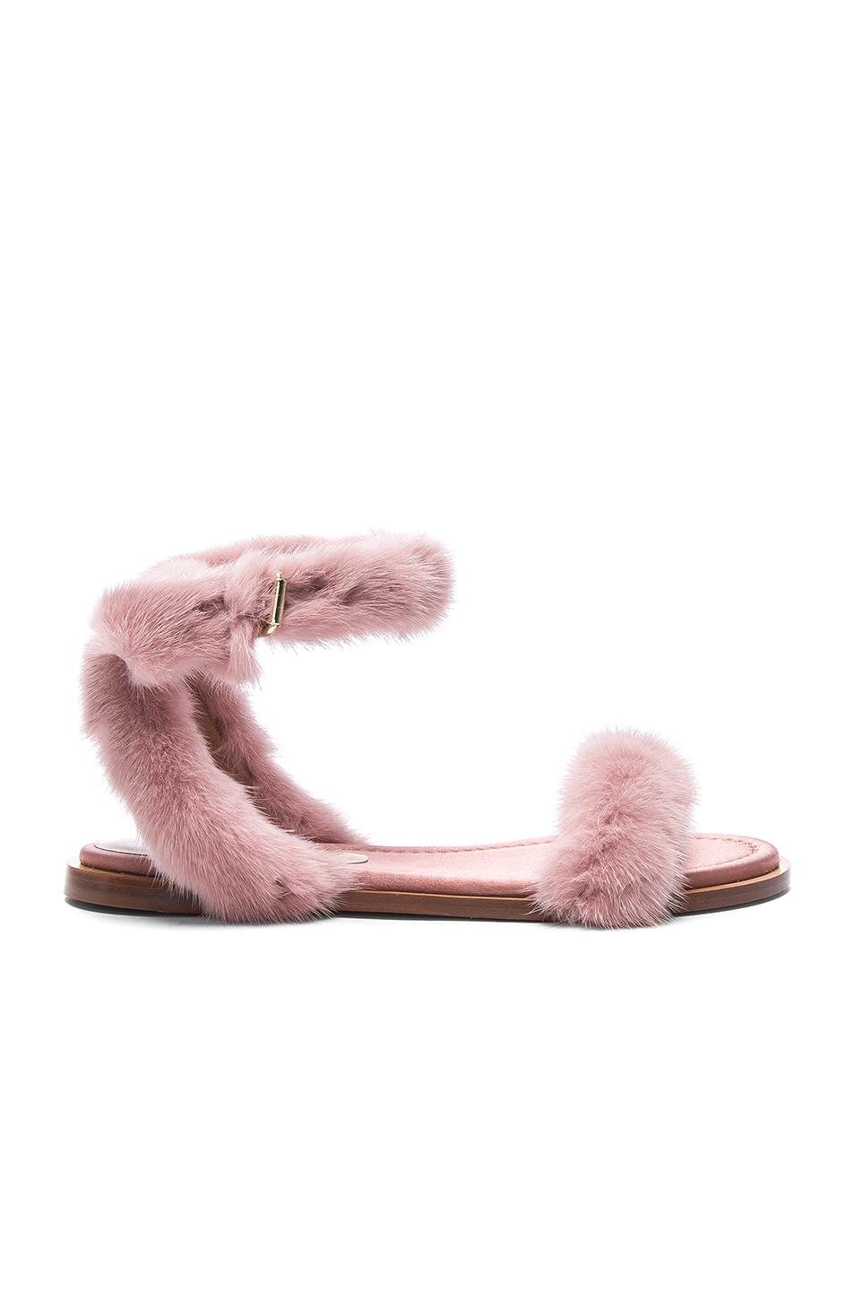 valentino mink fur sandals