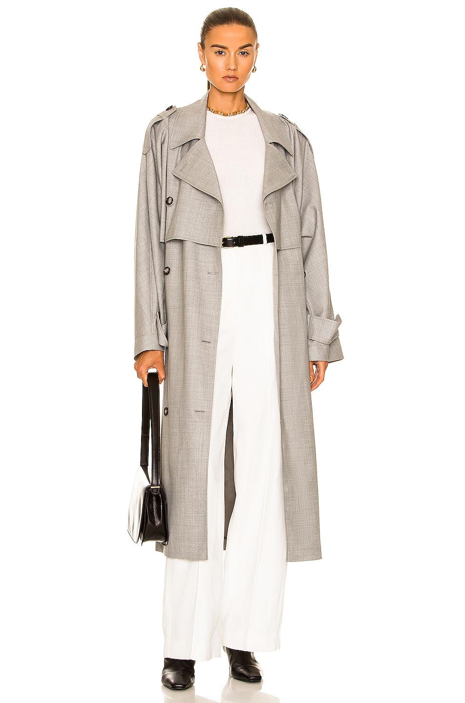 Totême Tailoring Wool Trench Coat in Gray | Lyst