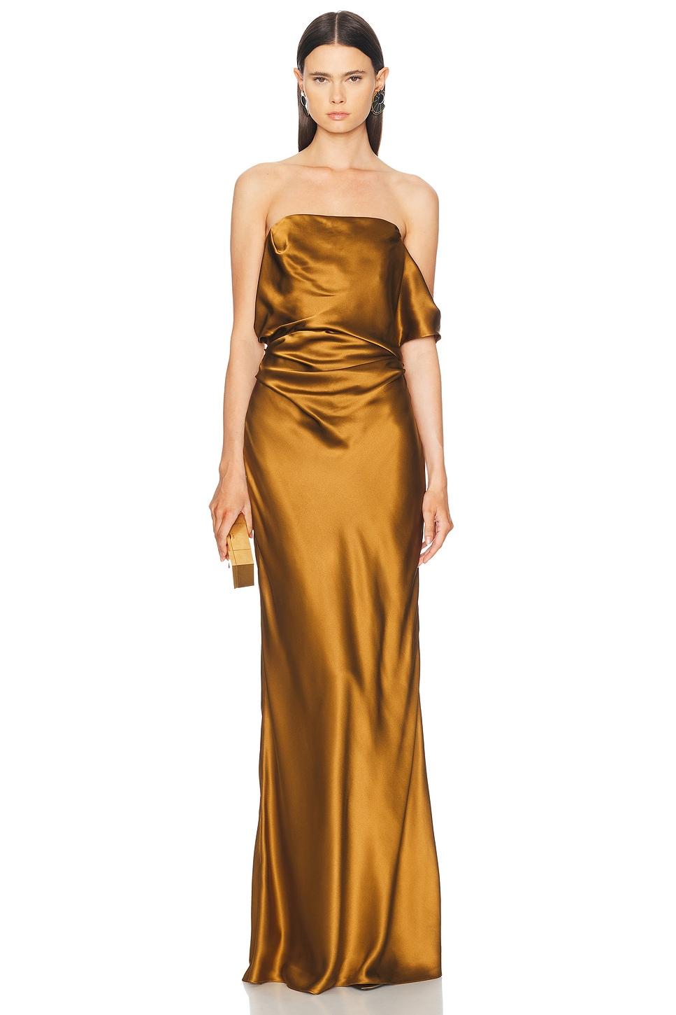 The Sei Strapless Arm Drape Gown in Metallic | Lyst