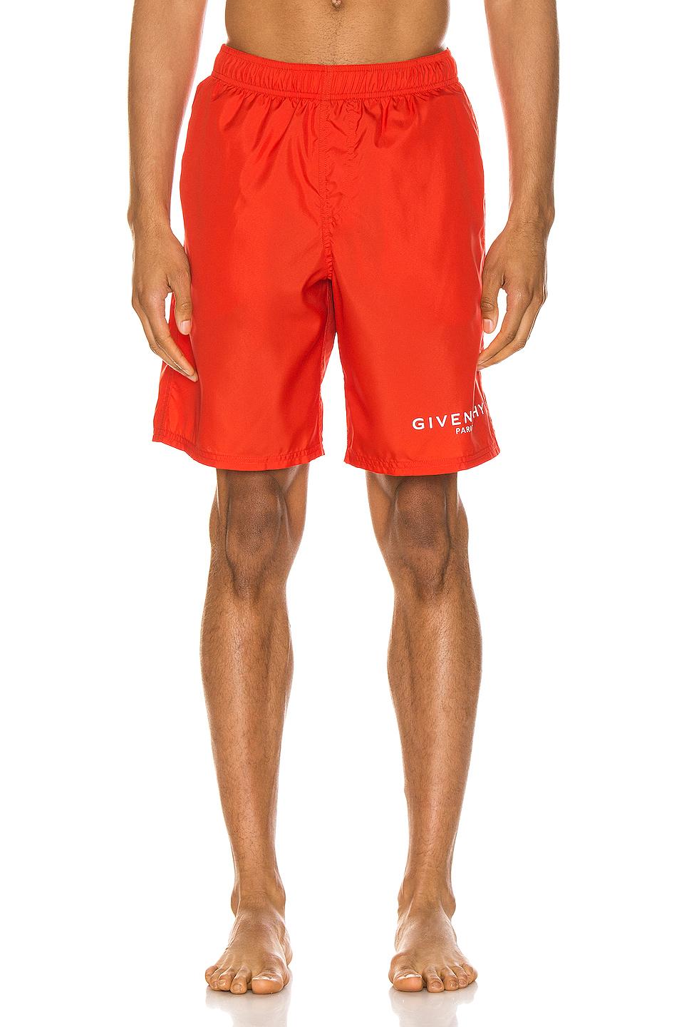 red givenchy swim shorts