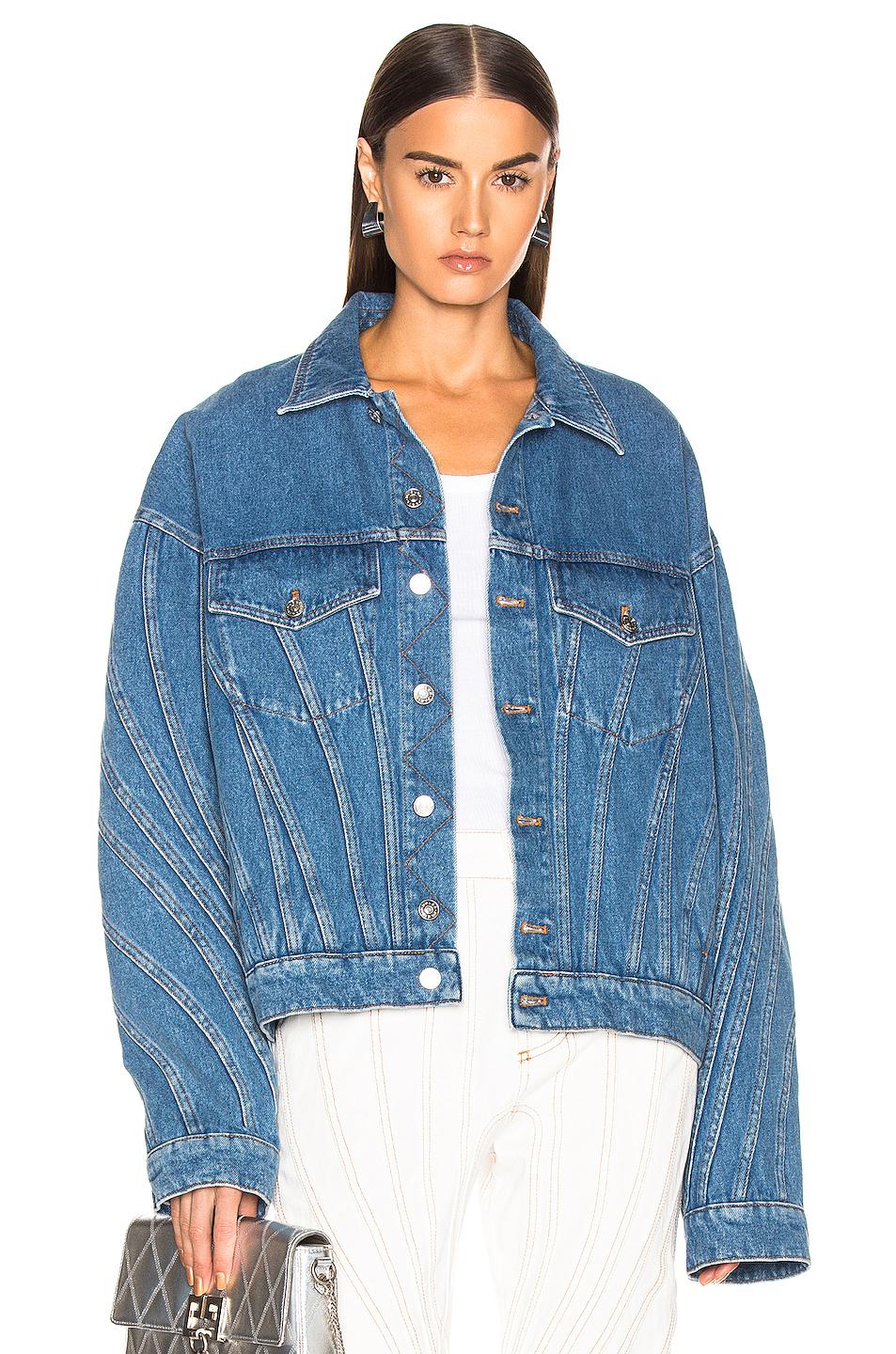 Mugler Oversized Denim Jacket in Blue 