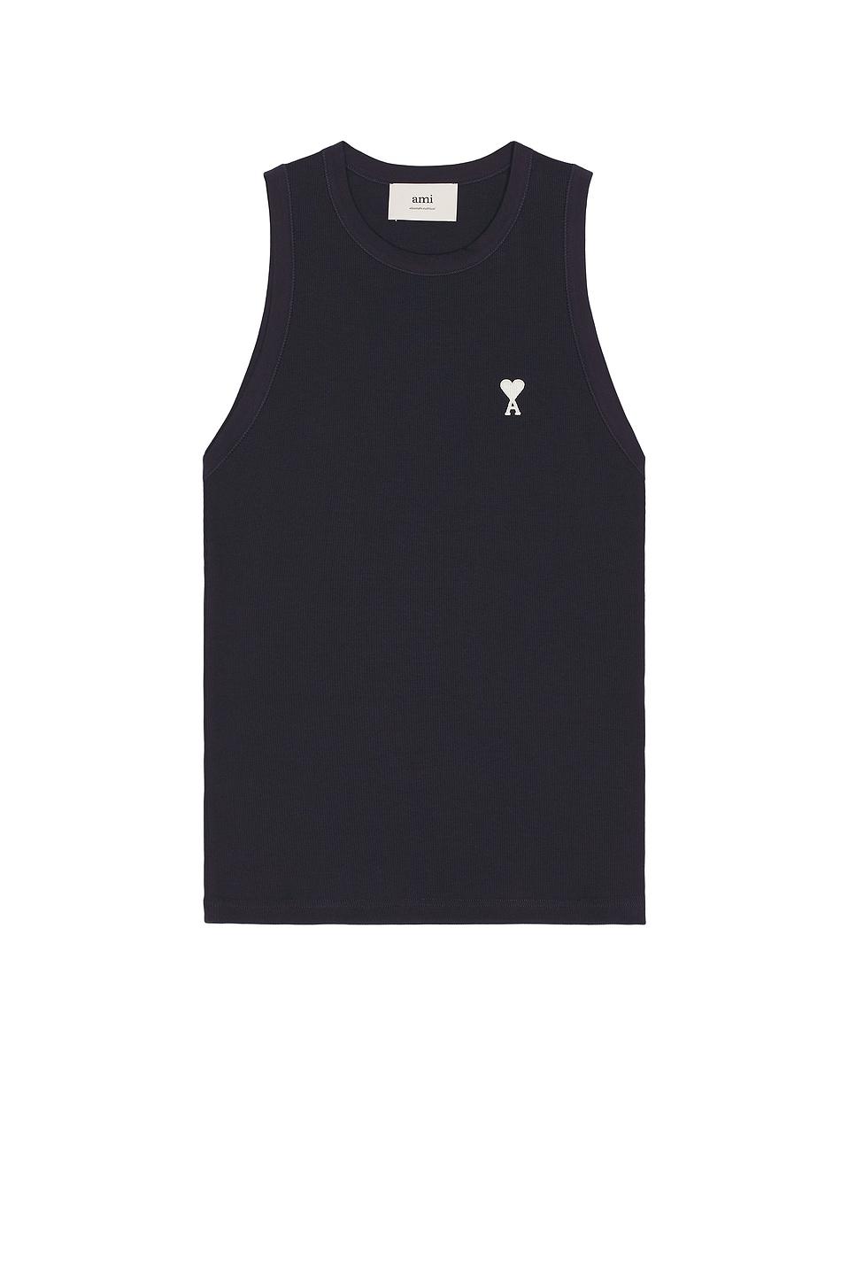 【AMI PARIS】ROUND COLLAR TANK SHIRT◆UTK215CO0062 AMI Paris Round Collar Tank Shirt in Black | FWRD